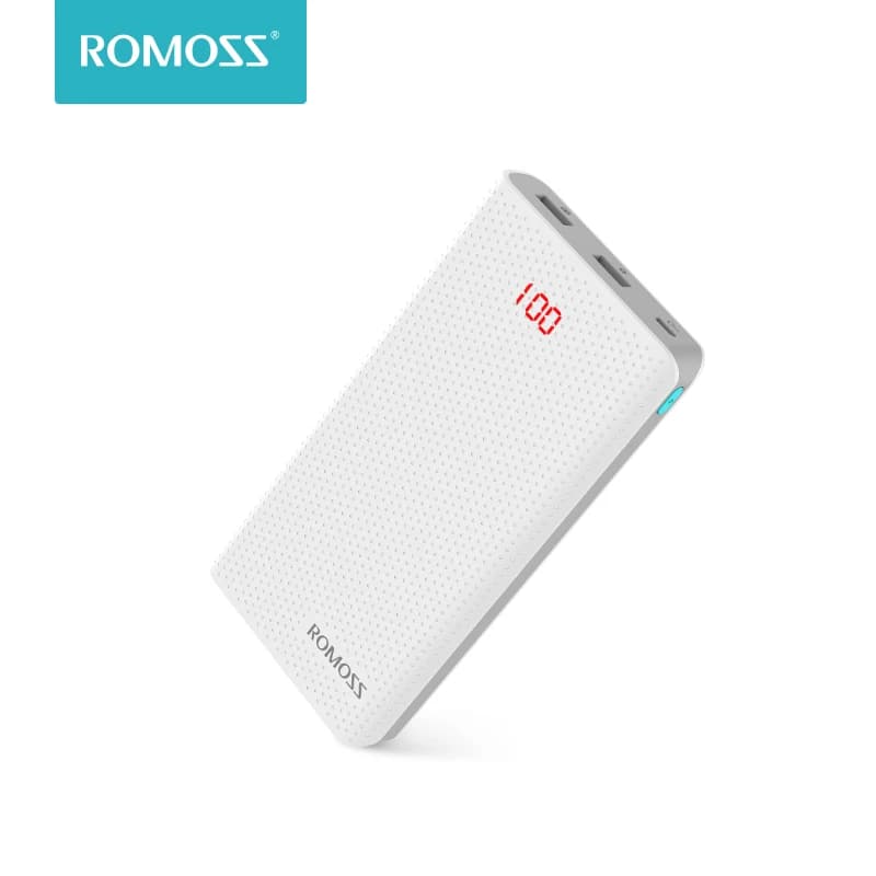 Original ROMOSS 20000mAh Sense 6 LED Power Bank Dual Port External Battery Pack with LED Indicator Fast Charging for Phone Table