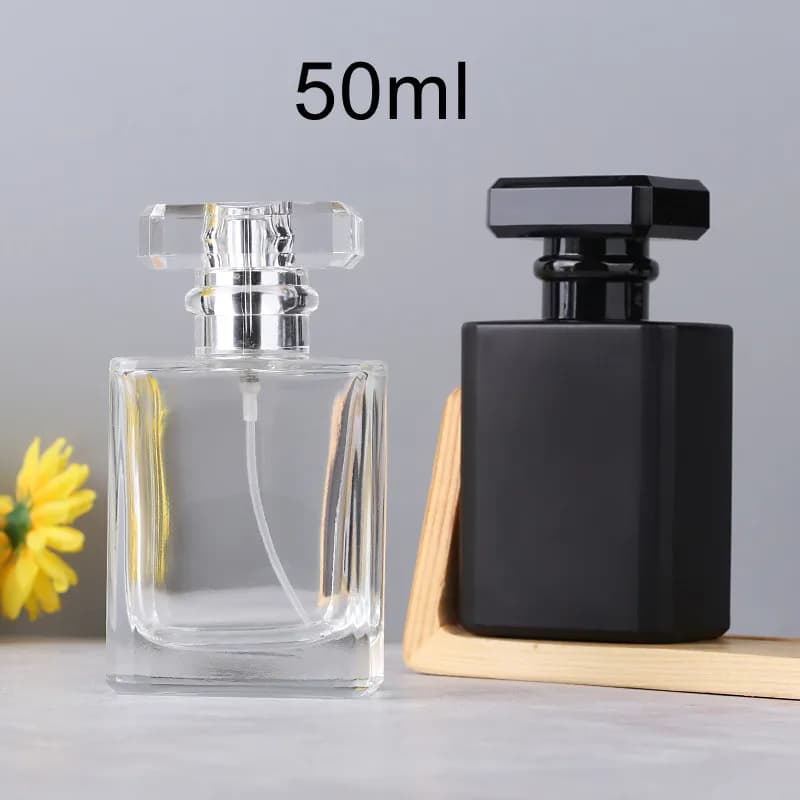 50pcs/lot 30ml and 50ml Empty Glass Perfume Bottles - Square Spray Atomizers for Refilling Scent, Travel-Size Portable Case