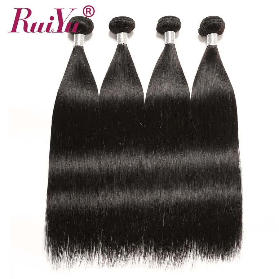 RUIYU Hair - Brazilian Straight Hair Weave Bundles - 100% Human Hair - 3 Bundle Deals - Remy Hair - 8-30 Inch - Natural Color