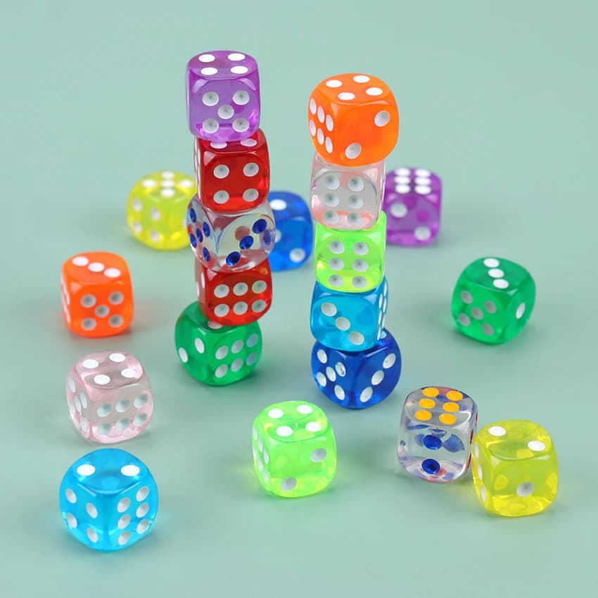 10PCS High Quality Acrylic 6 Sided Round Corner Digital Dice in Vibrant Colors for KTV Bar Club Party and Family Games