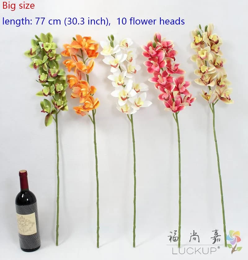 Artificial Cymbidium Faberi Rolfe Moth Orchid Butterfly Flower Stem for House Home Wedding Festival Decoration - F551