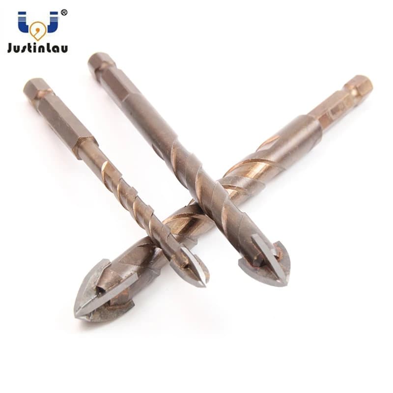 JUSTINLAU Triangle Drill Bits Set for Glass, Ceramic, Concrete, Alloy - Sizes 3mm to 12mm, Hex Handle Hole Opener