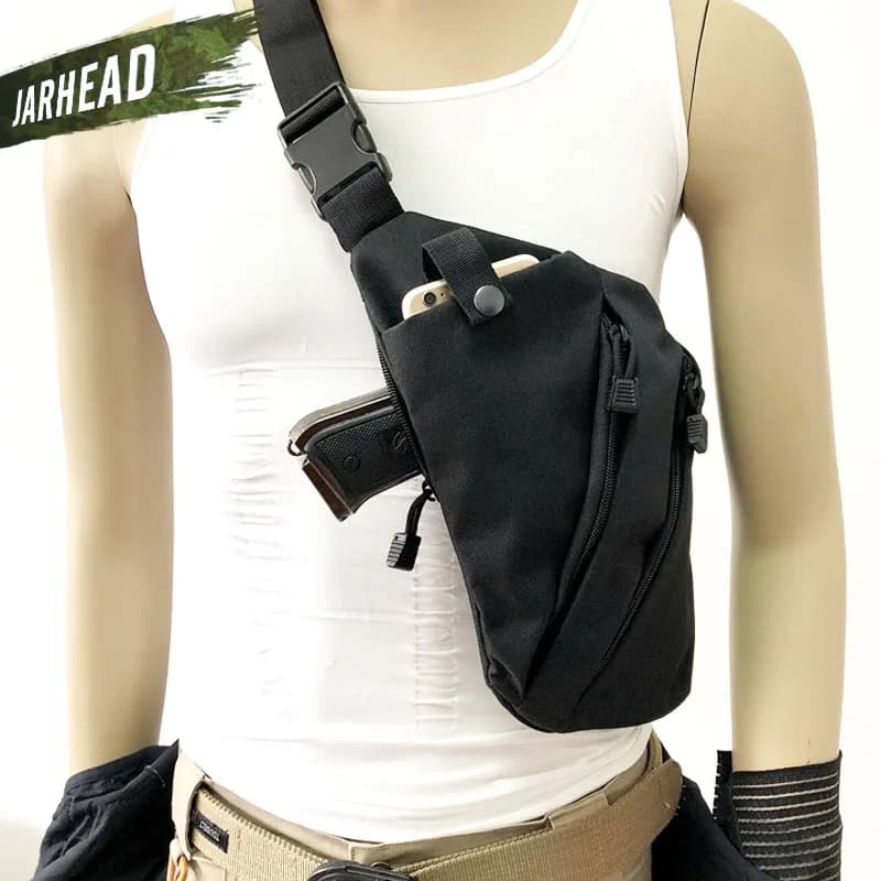 The Ultimate Multifunctional Tactical Storage Bag for Gun Owners: Concealed, Durable Nylon Shoulder Bag with Left/Right Holster, Anti-theft and Chest Bag Features for An Unmatched Hunting Experience.