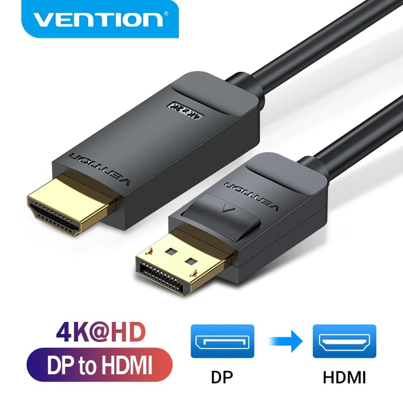 Vention DisplayPort to HDMI Cable 4K 30Hz for PC Laptop HDTV Projector - DP to HDMI Video Audio Converter