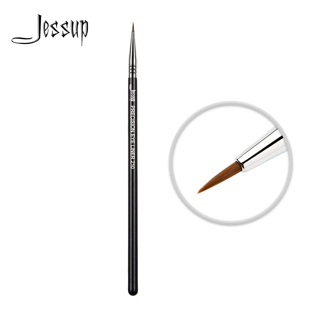 Jessup Black/Silver Eyeliner Brush: Precision Makeup Tool with Thin Professional Synthetic Hair