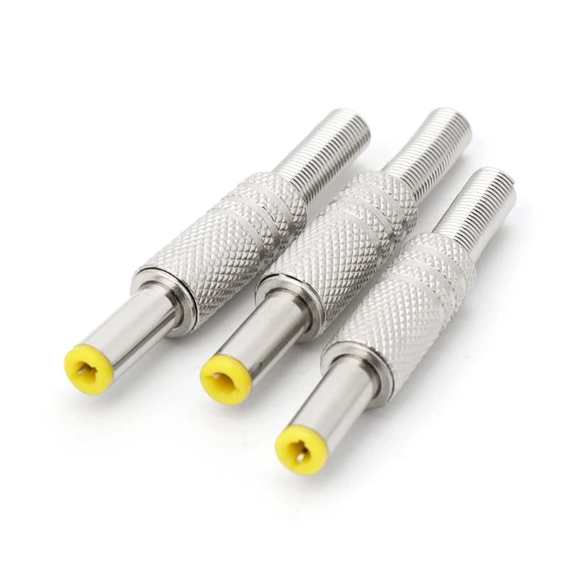 5 Pack 5.5x2.5mm DC Power Jack Male Plug Metal Connector Adapter with Yellow Head Y98E