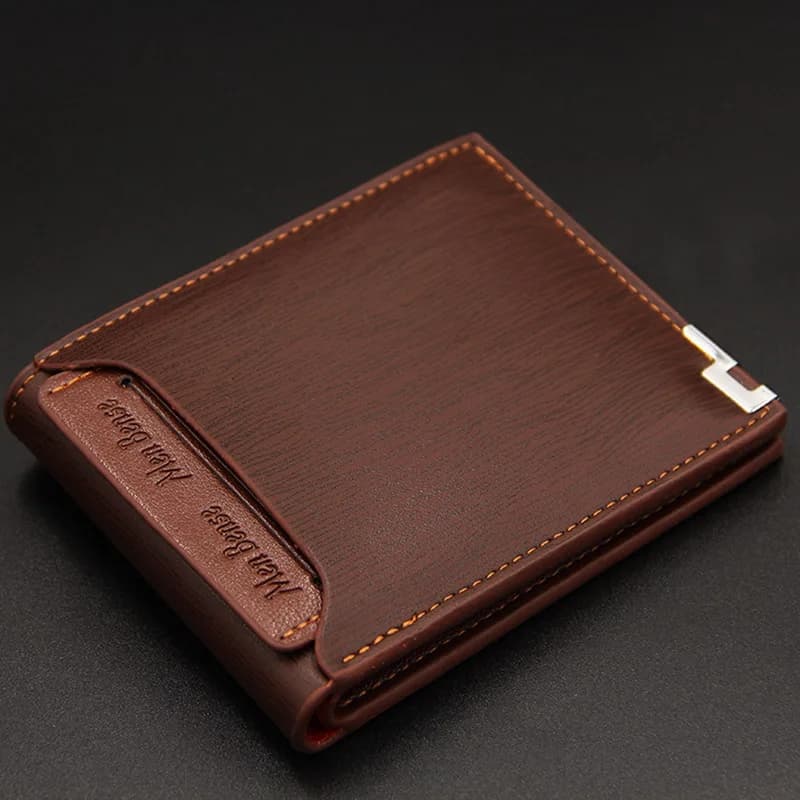 Vintage Men's Leather Wallet: Short Slim Design with Money Clip, Credit Card Slots, and Dollar Price - Litthing Brand