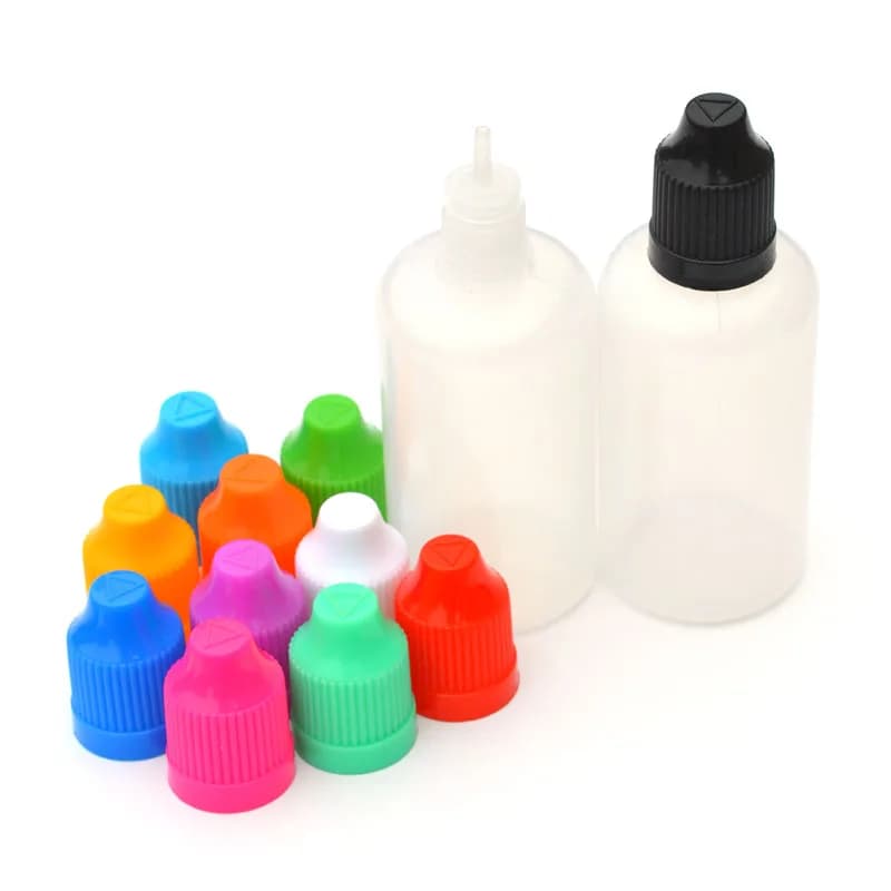 50pcs Empty Soft PE 50ML Plastic Dropper Bottles with Childproof Cap, Long Thin Tip, Needle Bottles for E Liquid