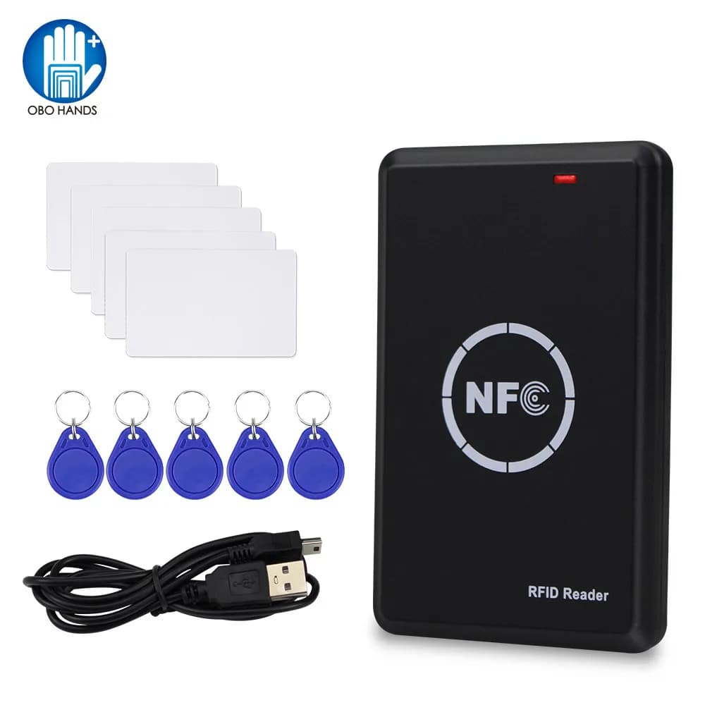 RFID Copier Duplicator 125KHz, NFC Smart Card Reader Writer, 13.56MHz Encrypted USB Programmer, UID T5577 & EM4305 Key Fob Cards and Tags