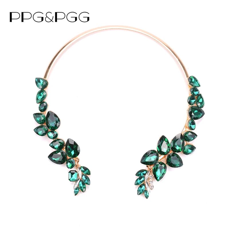 Luxury Glass Crystal Open Chokers Necklaces for Women - Wedding Jewelry