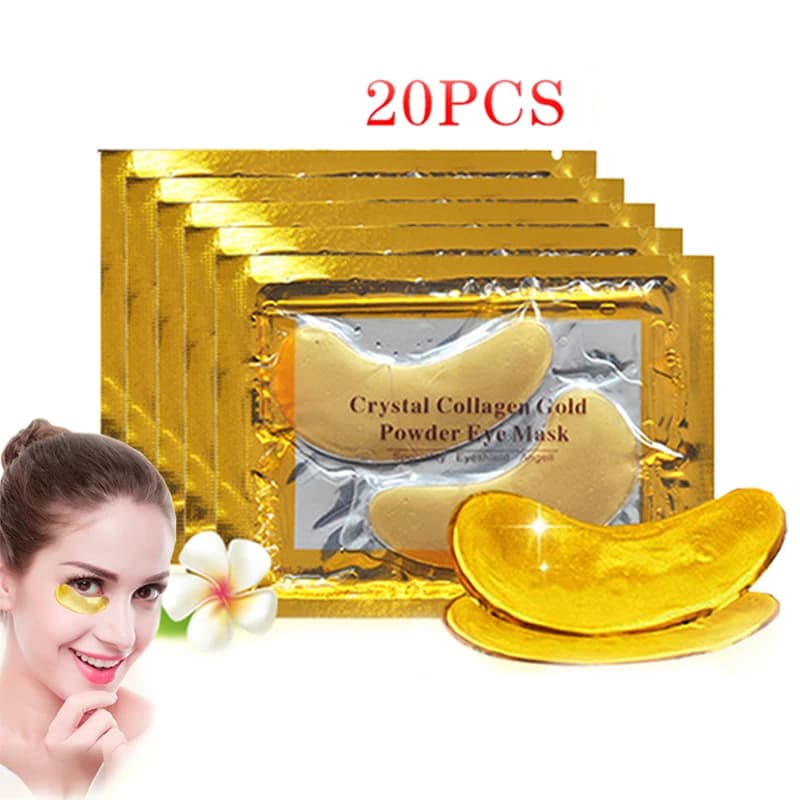 InniCare 20 Pack Crystal Collagen Gold Eye Mask for Anti-Aging, Dark Circles, Acne, and Eye Skin Care - Korean Beauty Patches