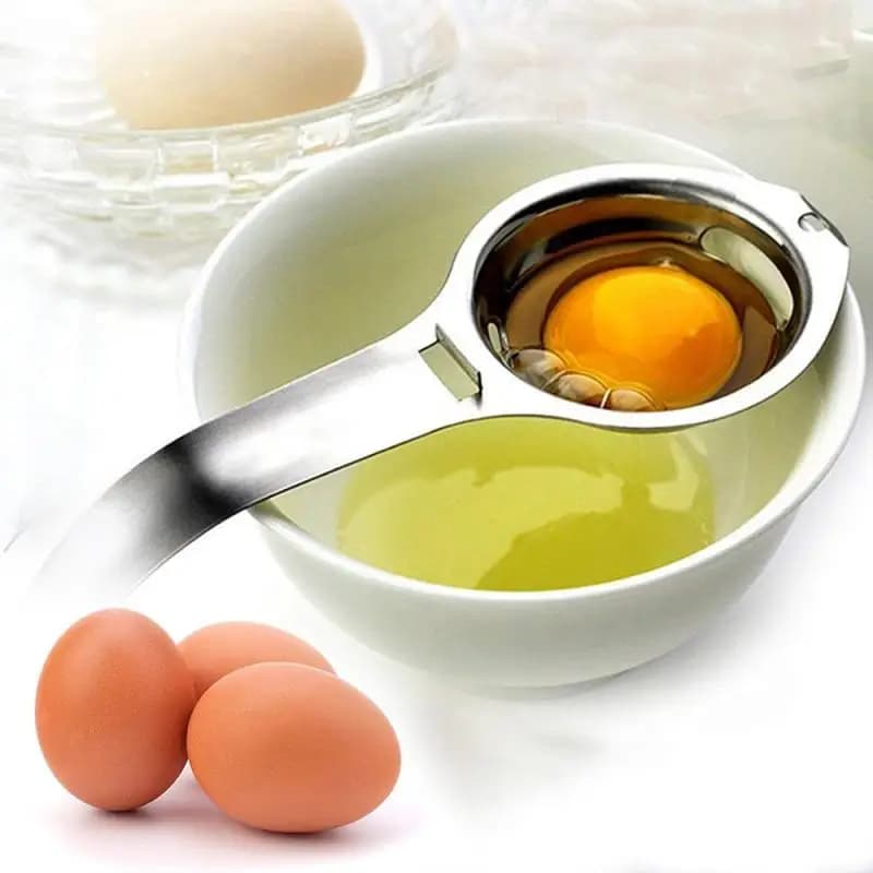 Stainless Steel Egg Yolk Separator with Convenient White Color - Extractor, Filter, and Strainer Kitchen Tool