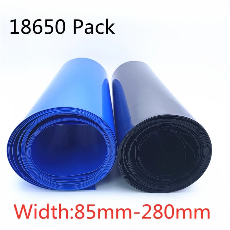 PVC Heat Shrink Tube Pack for 18650 Lipo Battery - Insulated Film Wrap Lithium Case Cable Sleeve in Blue Multicolor - Available in 85mm to 280mm Width