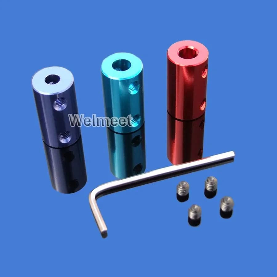 Aluminum Rigid Shaft Coupler with Multiple Sizes - 2mm, 3mm, 3.17mm, 4mm, 5mm, 6mm, 6.35mm, 7mm, 8mm, and 10mm - for Motor Connector and Rigid Coupling