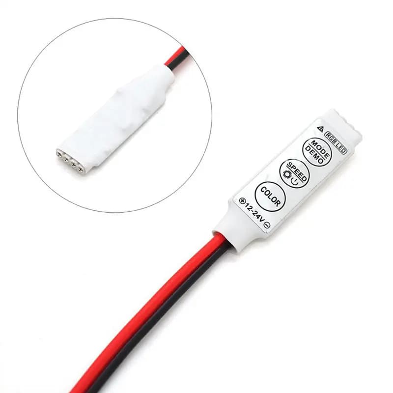 LED RGB Strip Light Controller - Mini 3-Key Dimmer Driver, DC 12V-24V, 12A for 5050/3528/2835/5730/5630/3014 SMD Strips