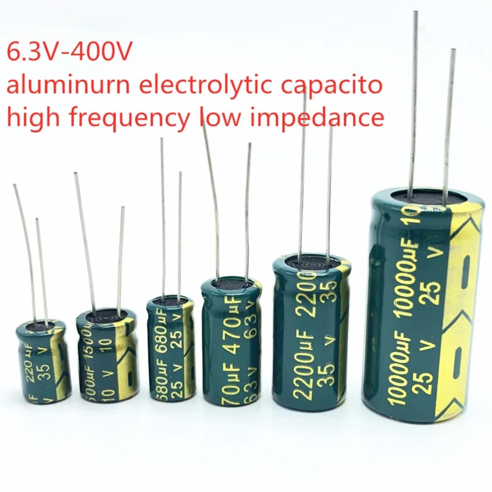 Aluminum Capacitor - High Frequency, Low ESR, 20% Tolerance - 10V to 400V - Range of Capacitances Available (10 options)