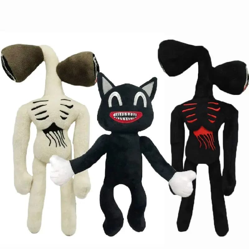 35cm Siren Head and Cartoon Cat Stuffed Animals - Black Anime Plush Toys for Boys - Kawai Sirenhead Doll - Birthday Gifts