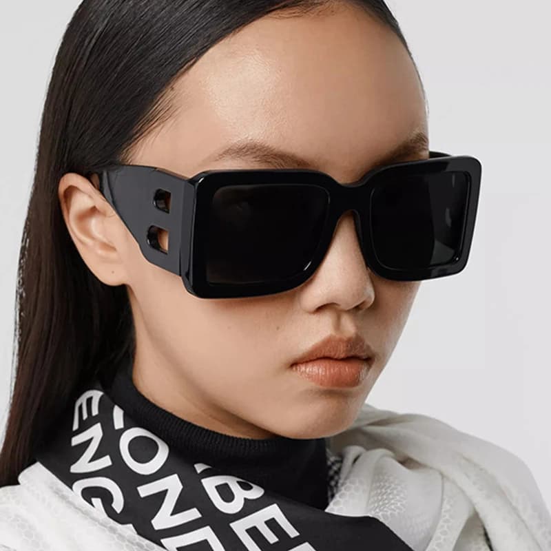 Woman Black Oversized Square Sunglasses - Big Frame Fashion Shades for Women. Female UV400 Glasses