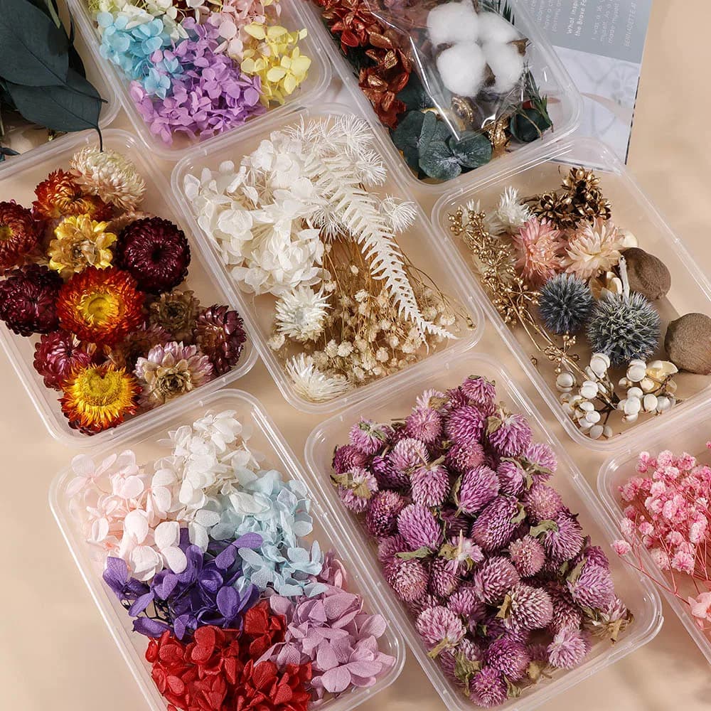 DIY Aromatherapy Craft: Box of Floating, Dried Flower Heads and Accessories