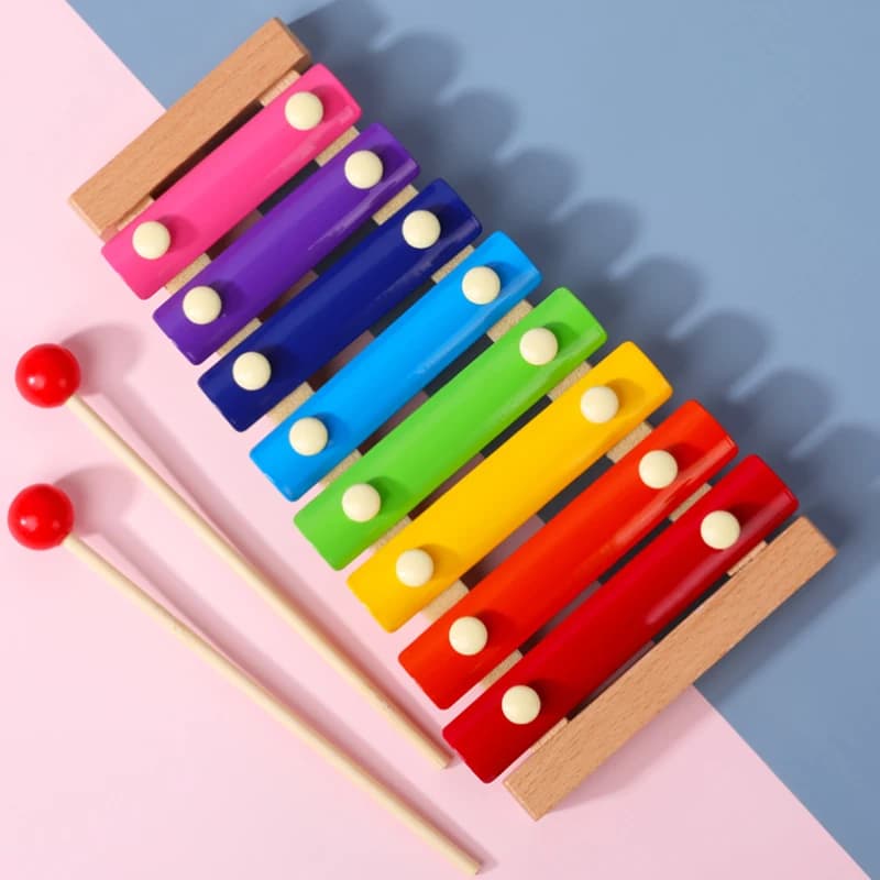 Wooden Montessori Toy Xylophone for Kids - Eight-Note Musical Educational Toy for Babies and Children