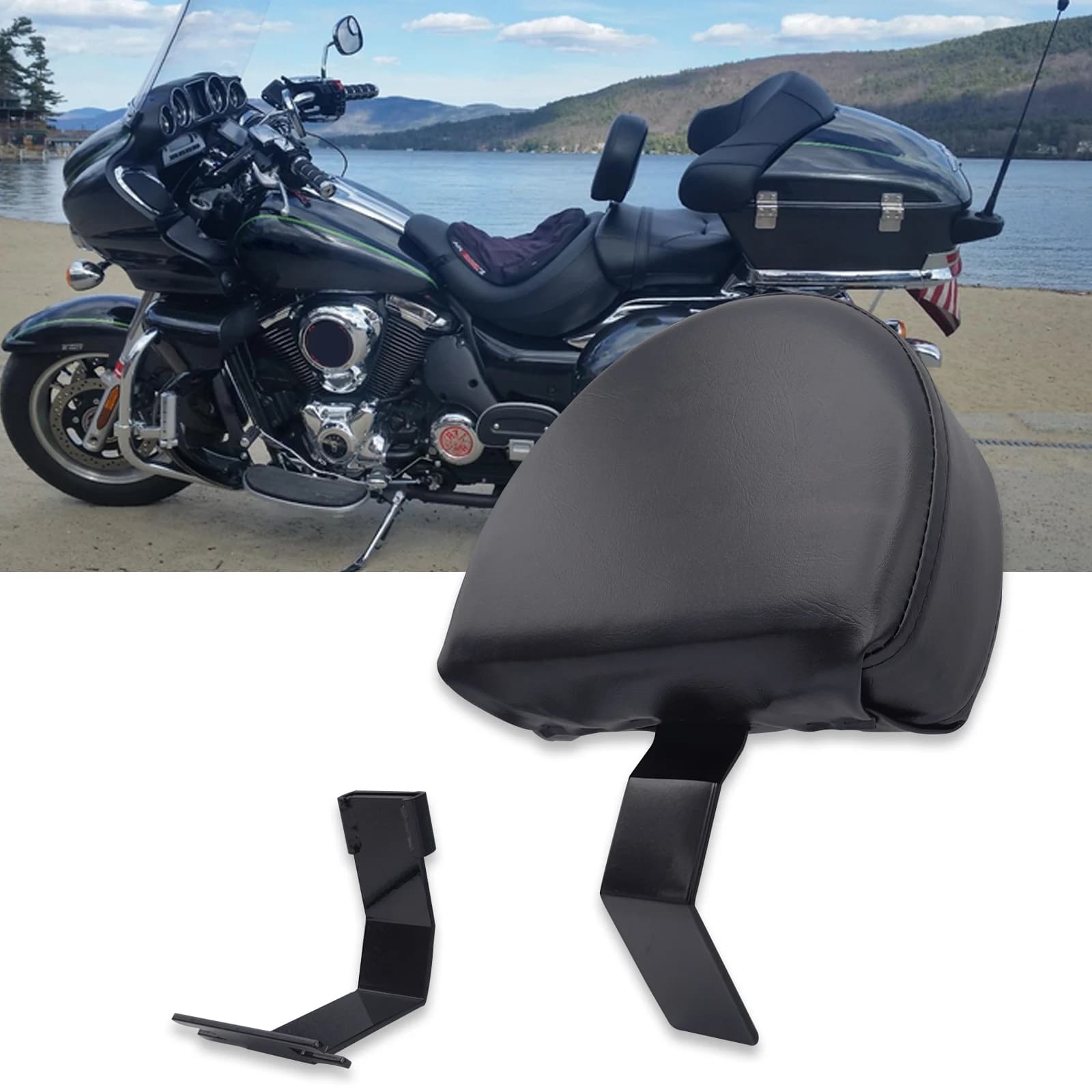 Quick Release Motorcycle Driver Backrest Pad Mount Set for Kawasaki 1700 Nomad Voyager Classic - Enhance your Riding Comfort