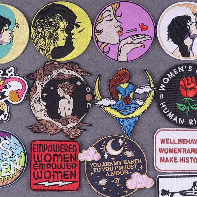 Cute Women Clothing Thermo Adhesive Patches For Dress Girl Power Iron On Embroidered Patches On Clothes Stripes Applique Decor