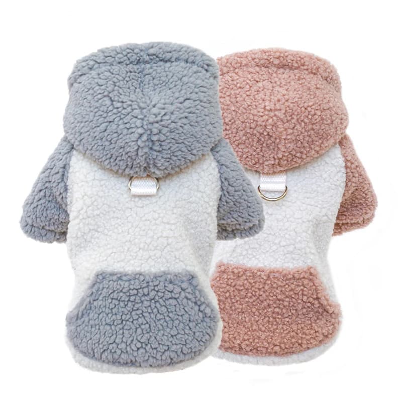 Thicken Warm Sherpa Fleece Dog Coat Winter Dog Clothes for Small Medium Dogs, Puppy Hooded Sweater Yorkie Chihuahua Pet Apparel