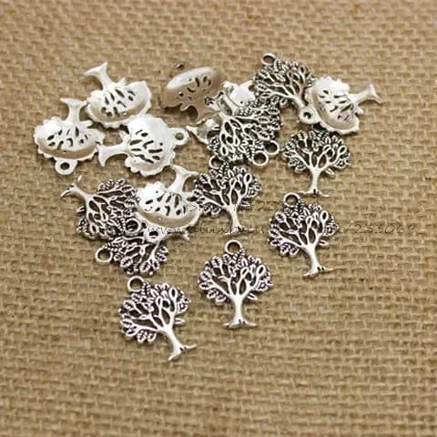 100pcs/lot New Antique color Charm Mini Tree Pendants Fit Jewelry Making 16*21mm