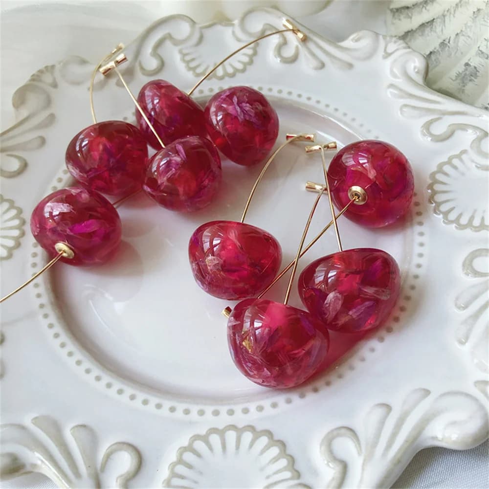 Fashion Acrylic Cherry Earrings Simple Resin Petals Drop Earring For Women INS Jewelry Women Trendy Accessories