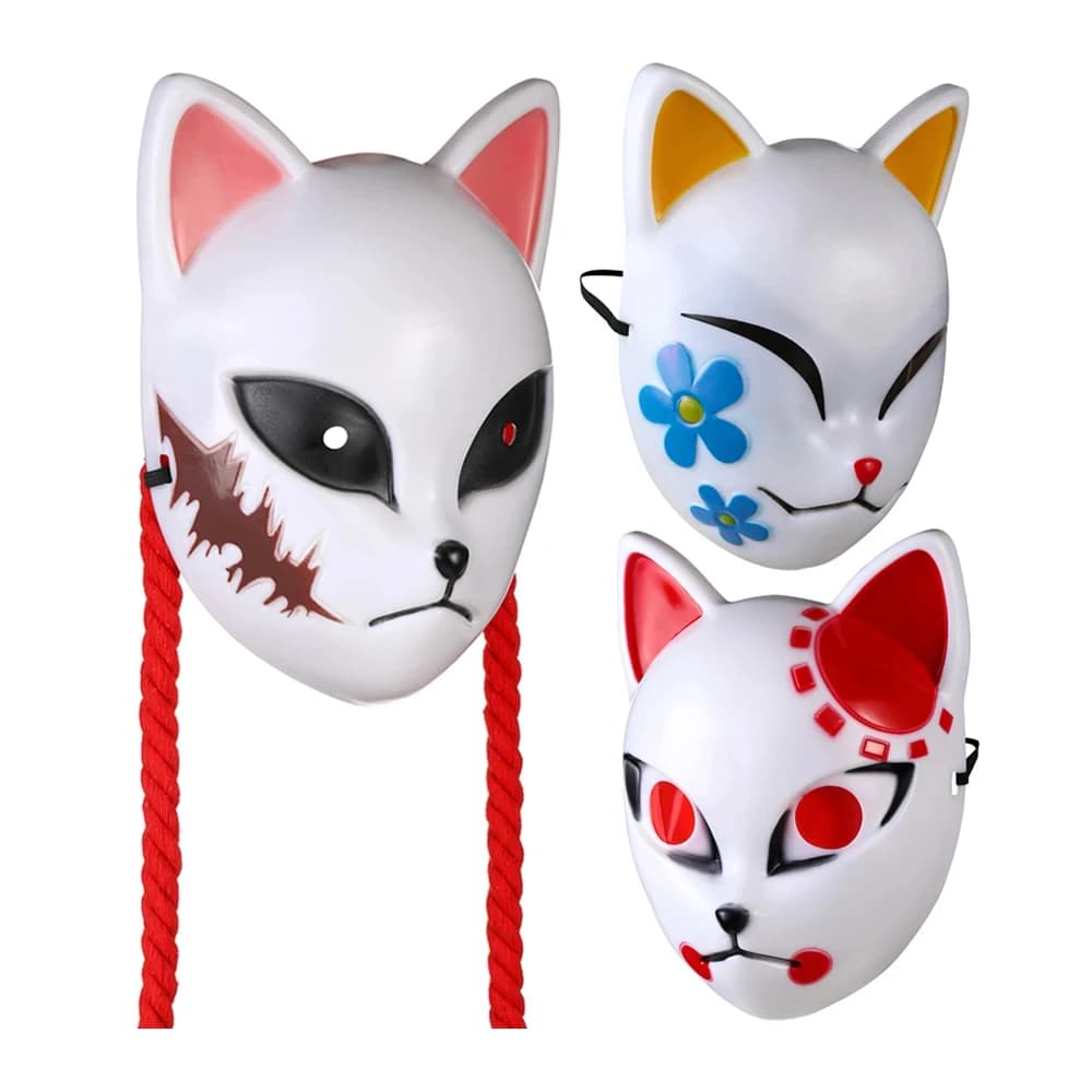 Anime Demon Mask Cosplay Kimetsu No Yaiba Sabito Makomo ABS Plastic Masks Halloween Party Costume Props Deluxe
