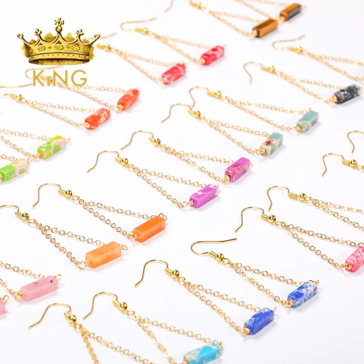 Vintage Small Fragrant Gold Dangle Earring Cube Sea Sediment Stone Earring Crystal Dangle Earrings, Metaphysical Jewelry .