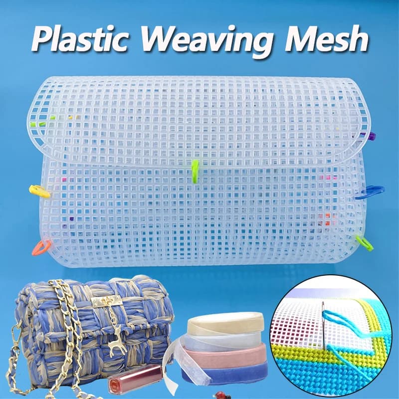 Plastic Weaving Plastic Mesh Cloth For Bag Making DIY Handcraft Bags Weaving Material Latch Hook Bags Made Plastic Grid Hook