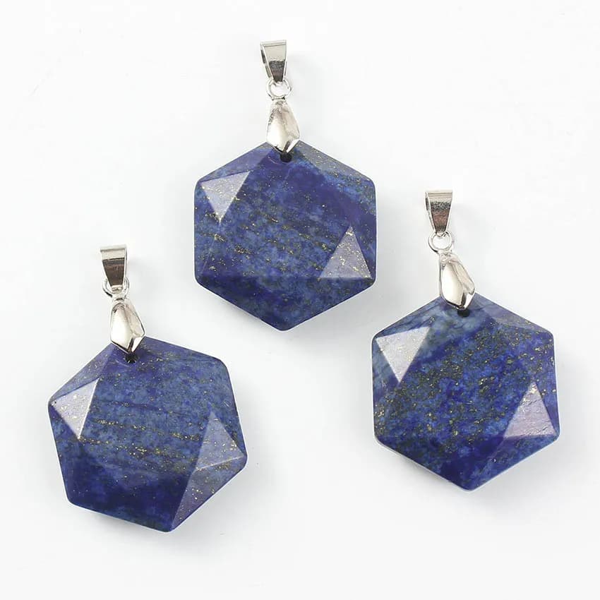 1pc Women Men Natural Hexagram Healing Crystal Star of David Hexagon Faceted Rose Black Onyx Pink Quartz Stone Pendant Jewelry