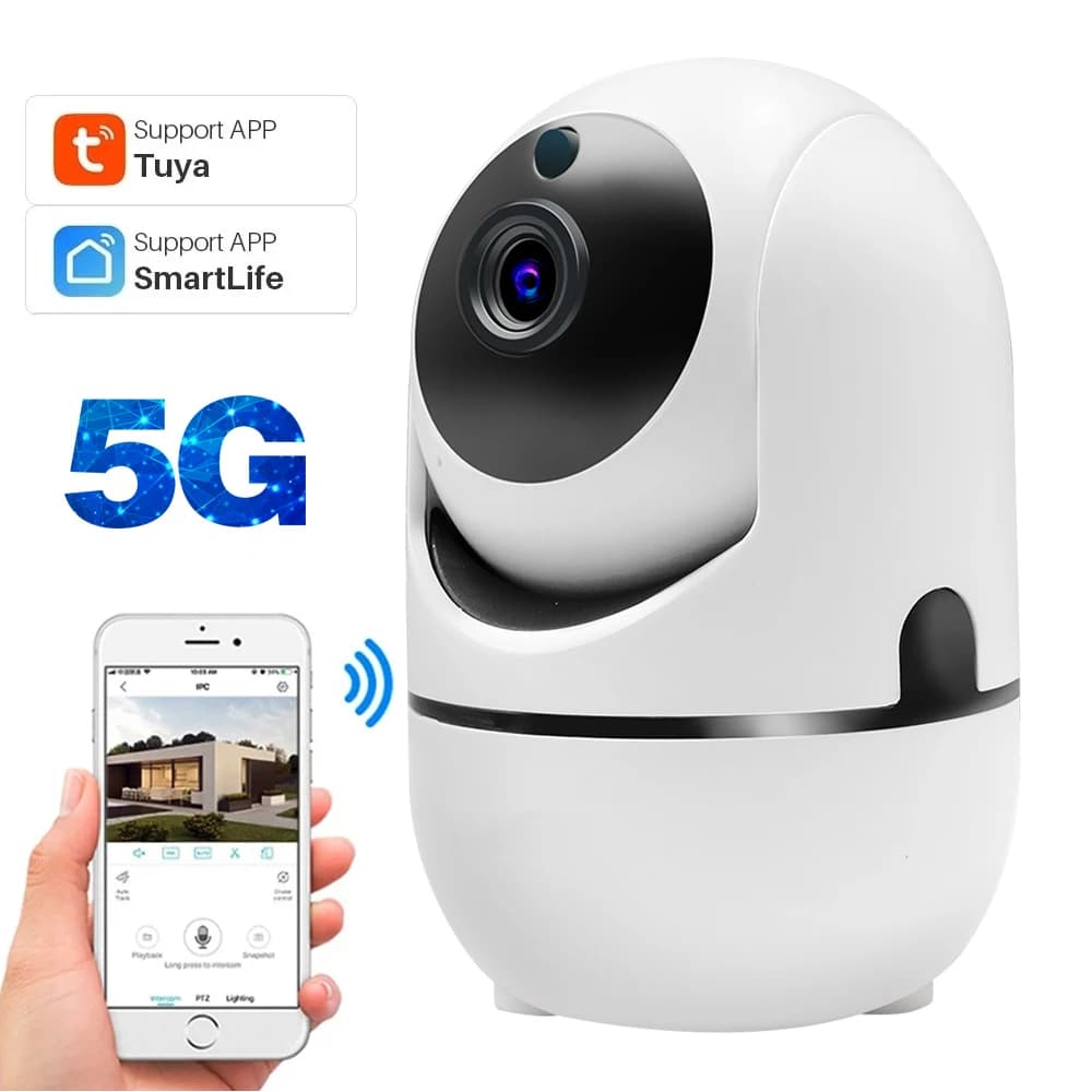 Tuya 5Ghz 2.4Ghz WiFi PTZ Camera 5MP IP Video CCTV Security Camera Indoor Mini Ai Intelligent Smart Auto Tracking Motion Detect