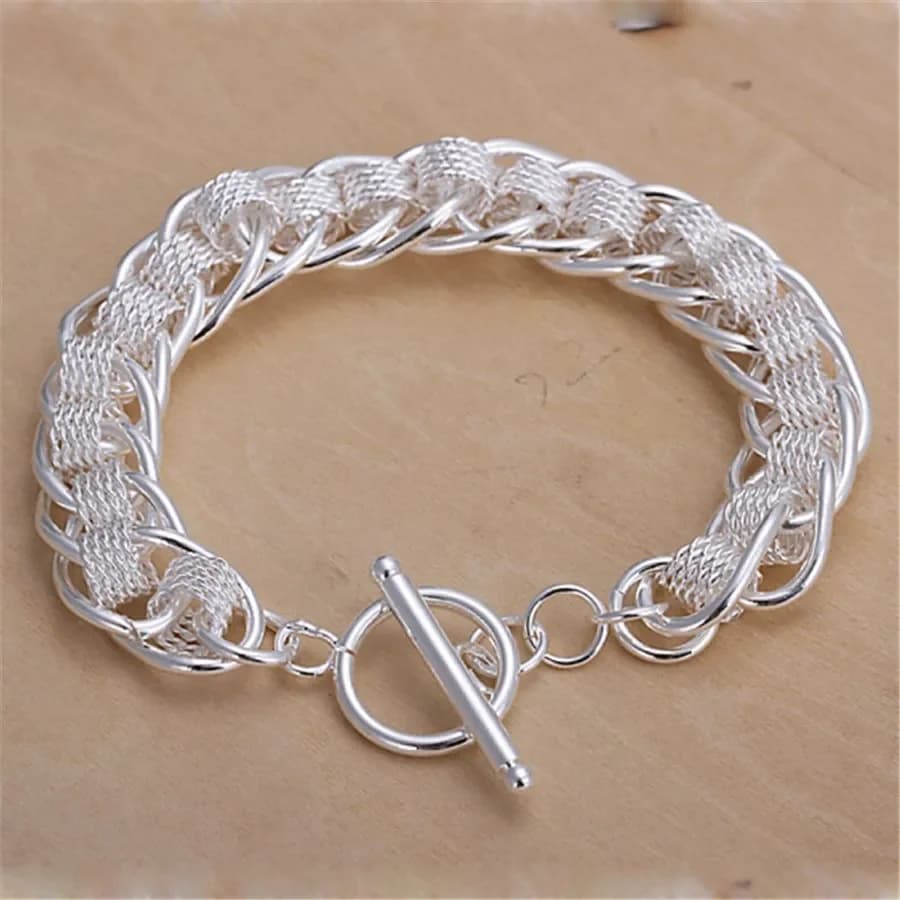 925Best Gift Silver Color Bracelets New Women Men Chain Hot High 925quality Fashion Jewelry Christmas Gifts