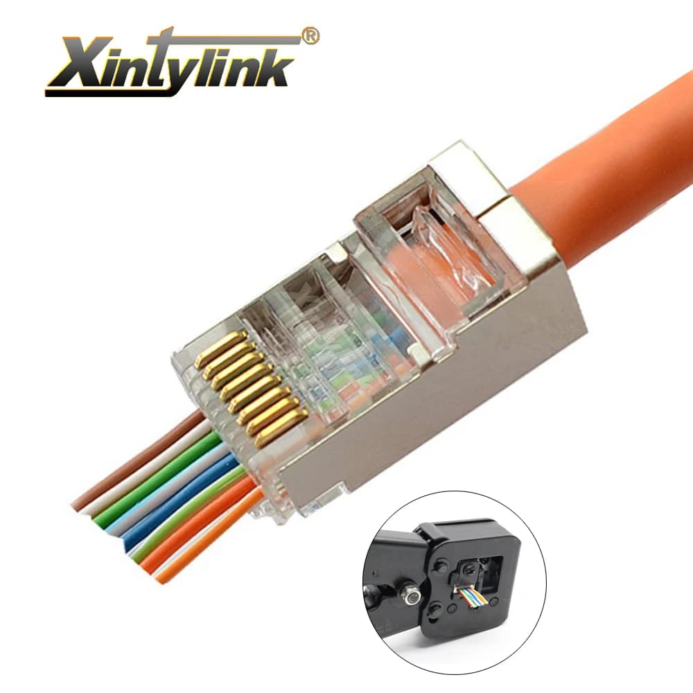 Xintylink EZ RJ45 Connector Cat6 Ethernet Cable RG45 Plug RJ 45 Cat5 Cat5e Jack Network STP Shielded LAN 8P8C (50/100 pcs)