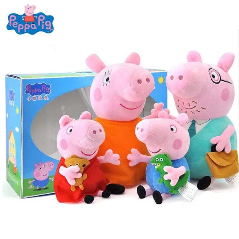 Peppa Pig Family Plush Toys - 4pcs/set Pink Pig Pepa Pig George Pig Family - Perfect Toys for Children, Hobbies, Dolls, and Stuffed Plush